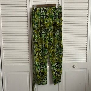 Forever 21 Leaves Print Medium Pants with Sash